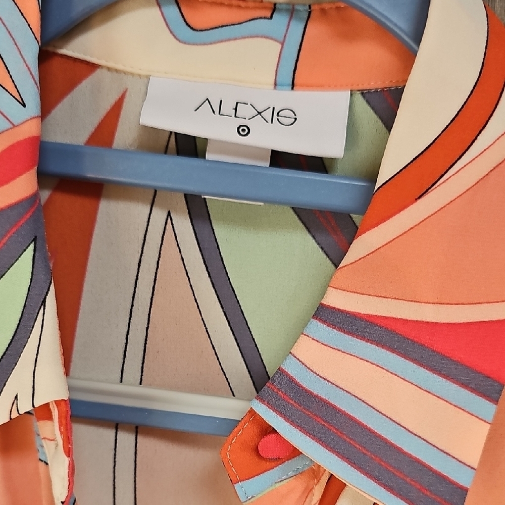 Alexis For Target Colorful Long Sleeve Button Down Dress - Picture 2 of 6